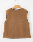 Nicole Contrast Trim Tie Front Sherpa Vest