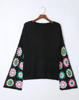 Floral Crochet Bell Sleeve Sweater