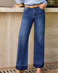 Denim Raw Hem Straight Leg Jeans