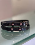 Valentina Black Sparkle Patent Leather Spur Straps