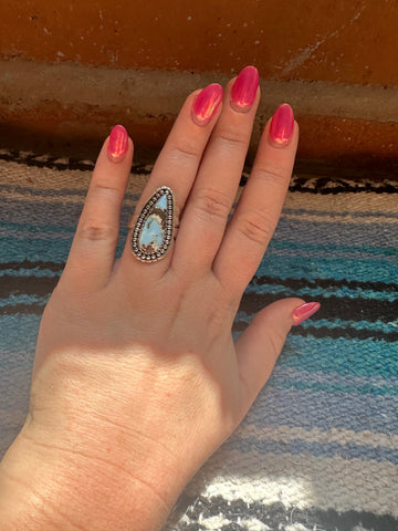 Handmade Golden Hills Turquoise And Sterling Silver Adjustable Ring