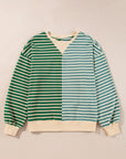 Stripe Colorblock Drop Shoulder Oversized Sweatshirt