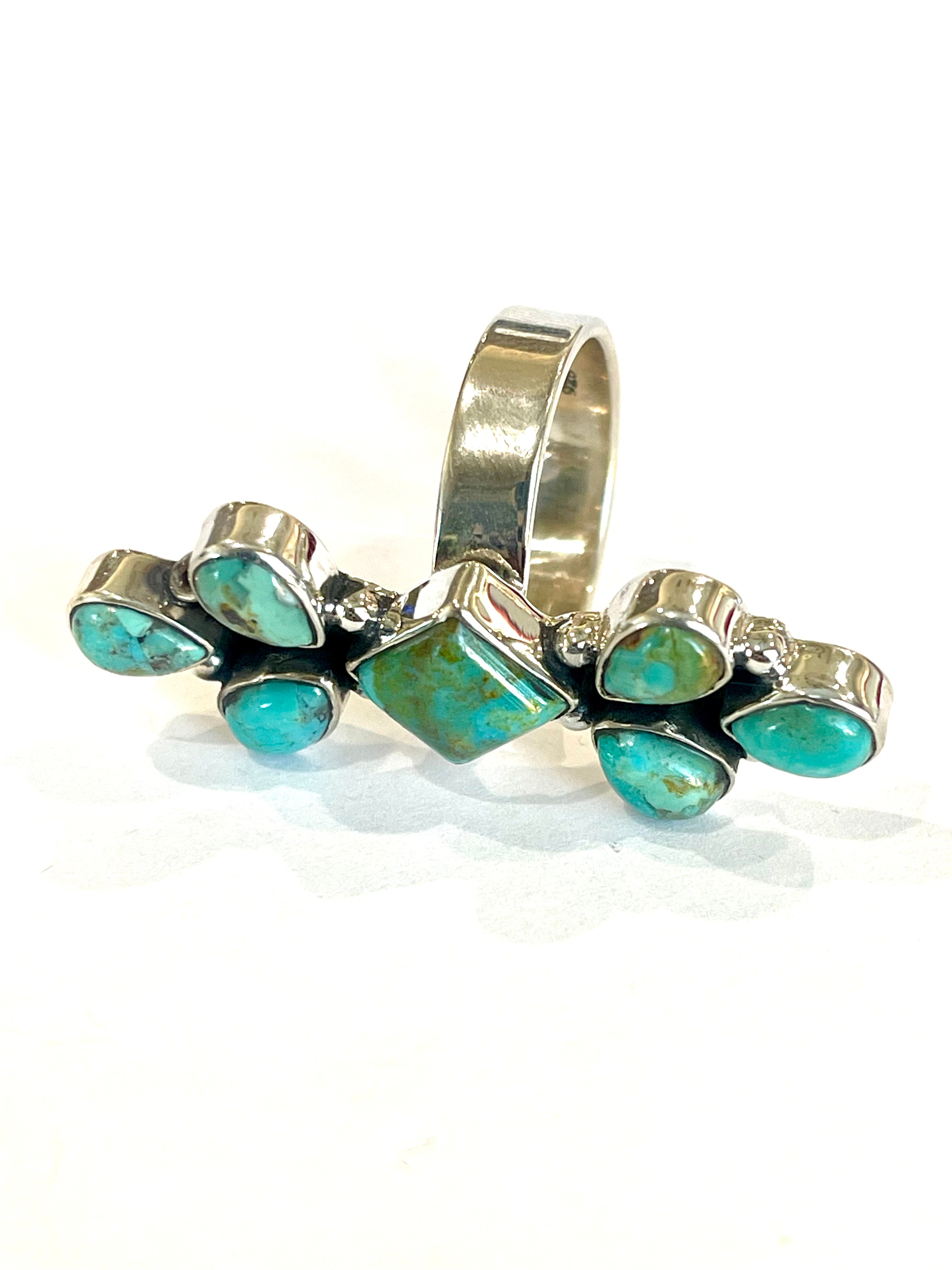 Handmade Turquoise And Sterling Silver Adjustable  Ring