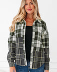 Plaid Textured Knit Button-Up Shacket