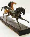Limited Edition Two Galloping Horses Hand Painted Museum Quality Bronze Artwork