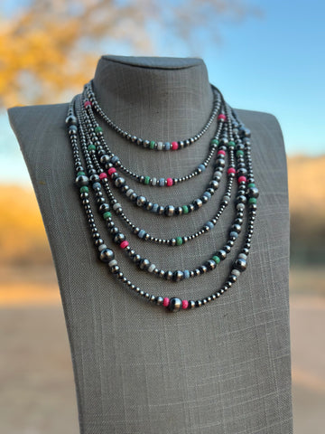 Navajo Style Navajo Pearl Sterling Silver Sherbet Opal Necklaces