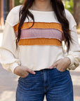 Ember Exposed Seam Knit Patchwork Top