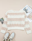Colorblock Hollow-Out Drop Shoulder Sweater