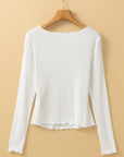 Ribbed Knit Reverse Seam Long Sleeve Top