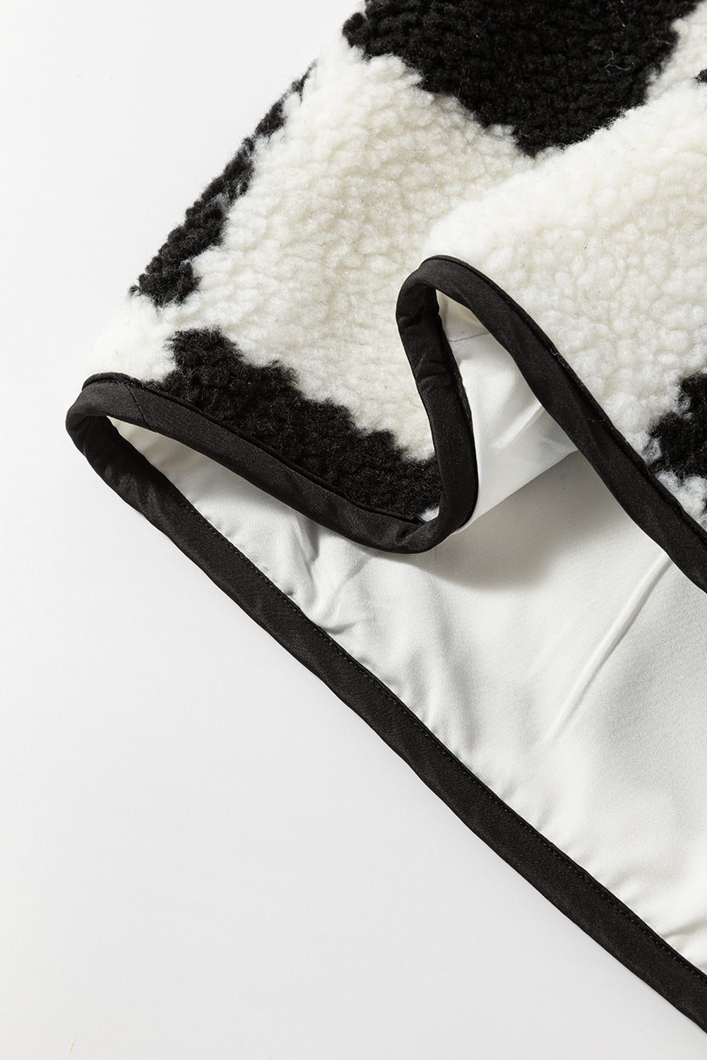 Checker Sherpa Collared Zip Up Vest