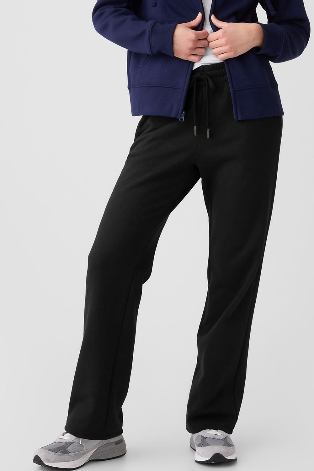 Solid Fleece-Lined Drawstring Waist Pants
