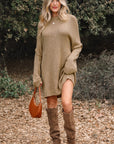 Solid Slouchy Drop Shoulder Sweater Dress