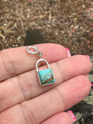 Sterling Silver and Royston Turquoise Key to my Heart Charm