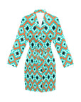 Aztec Turquoise Orange Women's Belted Satin Feel Dressing Lounge Robe