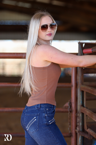 RIBBED ALL-IN-ONE TANK | MOCHA