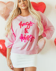 Valentine Hugs & Kisses Tinsel Embroidered Sweatshirt