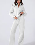 Solid Zip-Up Jacket and Drawstring Pants Set