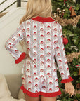 Christmas Santa Claus Ruffle Trim Pajama Set