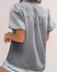 Stripe Ruffle Bubble Sleeve Shirt