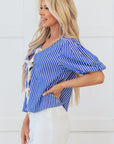 Dream Stripe Tied Front Blouse