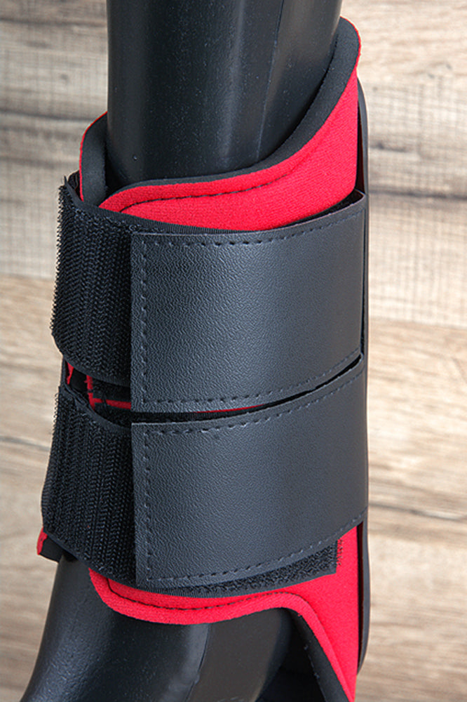Large Hilason Western Horse Tack Protective Pvc Ankle Leg Boot Red &amp; Black