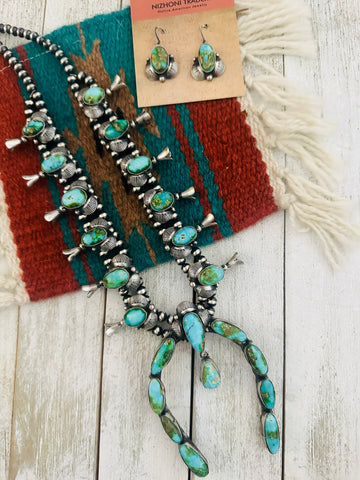 Navajo Sonoran Mountain Turquoise & Sterling Silver Necklace Set