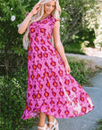 Adalee Retro Ruffled Sleeve Maxi Dress