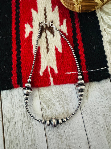 Navajo Sterling Silver Pearl 14” Beaded Necklace