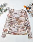 Western Camo Mesh Long Sleeve Top