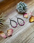 4 mm teardrop earrings Sterling Silver Pearls with Faceted pink Opal