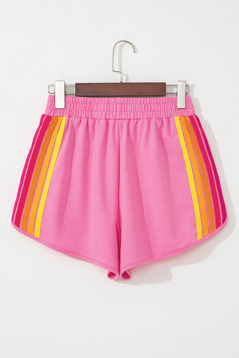 April Color Stripes Elastic High Waist Active Shorts