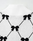 Amina Preppy Bow Zipped Collar Sweater