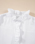 Stripe Ruffle Bubble Sleeve Shirt