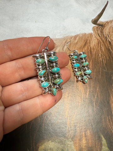 Handmade Turquoise and Sterling Silver Handmade Hook Dangles