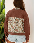Floral Patchwork Ribbed Corduroy Shirt Jacket