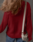 Solid Front Seam Drop Shoulder Sweater