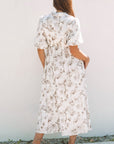 Iliana Floral Puff Sleeve V Neck Buttoned Front Maxi Dress