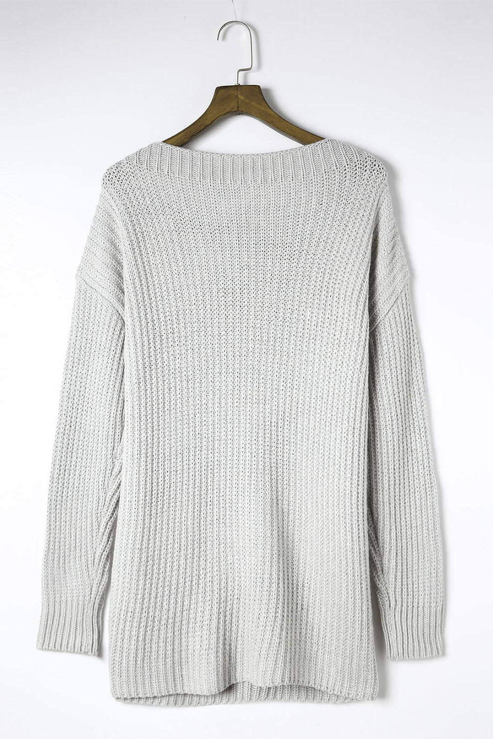 Solid Buttoned Drop Shoulder Sweater