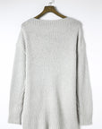 Solid Buttoned Drop Shoulder Sweater