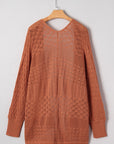 Plus Size Solid Pointelle Knit Open Front Cardigan