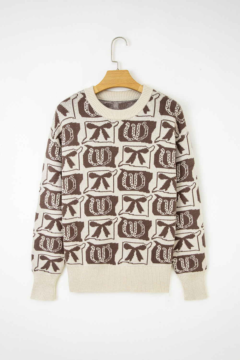 Western Bows &amp; Horseshoes Long Sleeve Sweater