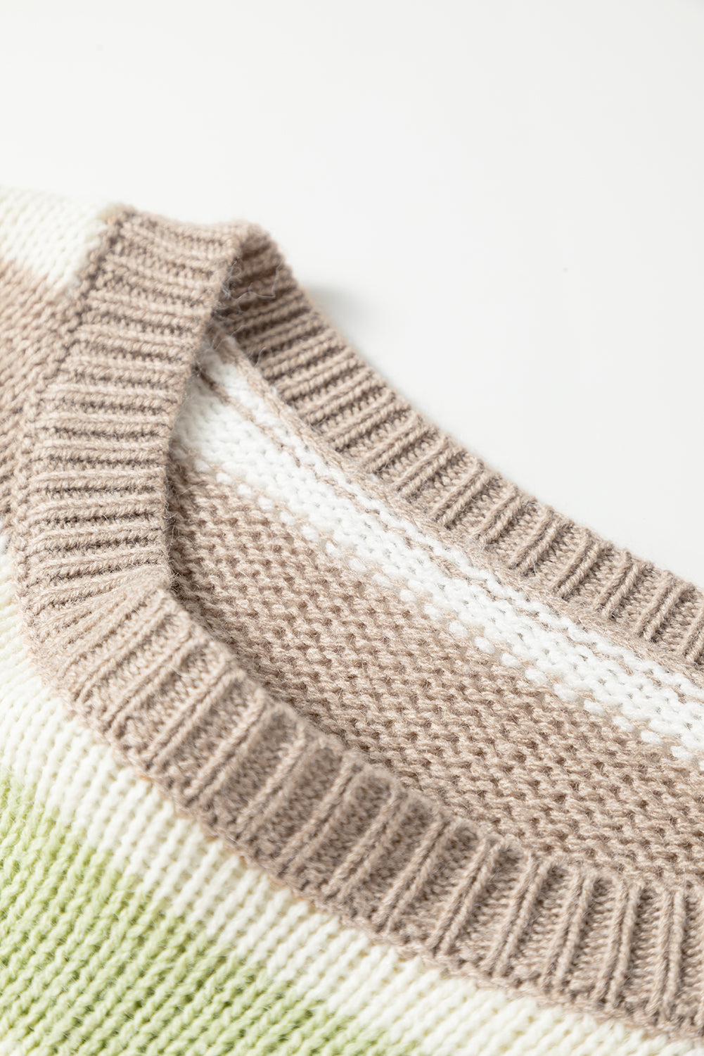 Stripe Colorblock Drop Shoulder Crewneck Sweater