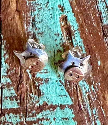 COPPER & SILVER PIGGY STUD Earrings