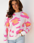 Leopard Round Neck Drop Shoulder Sweater
