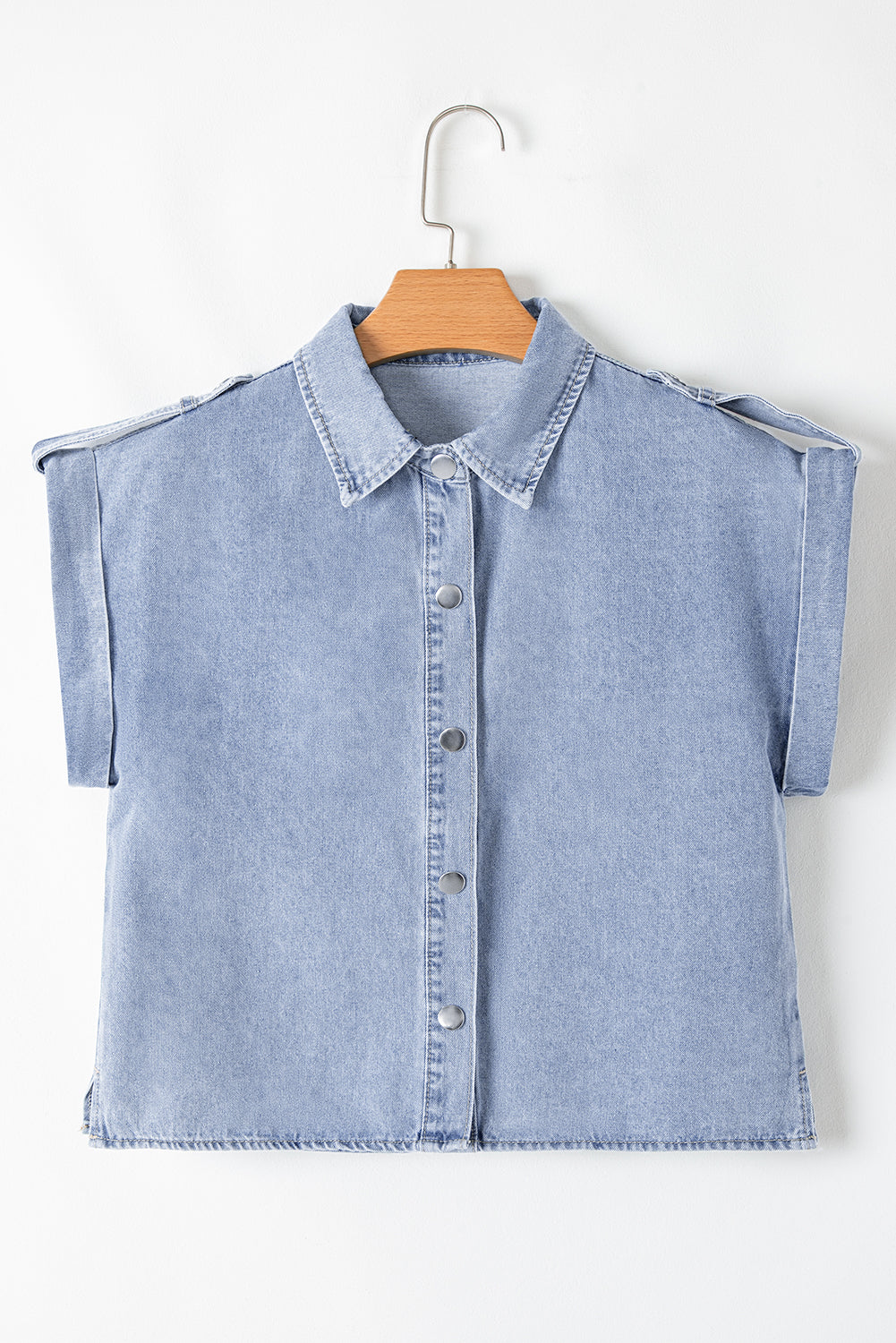 Emelia Denim Pinup Folded Cap Sleeve Shirt