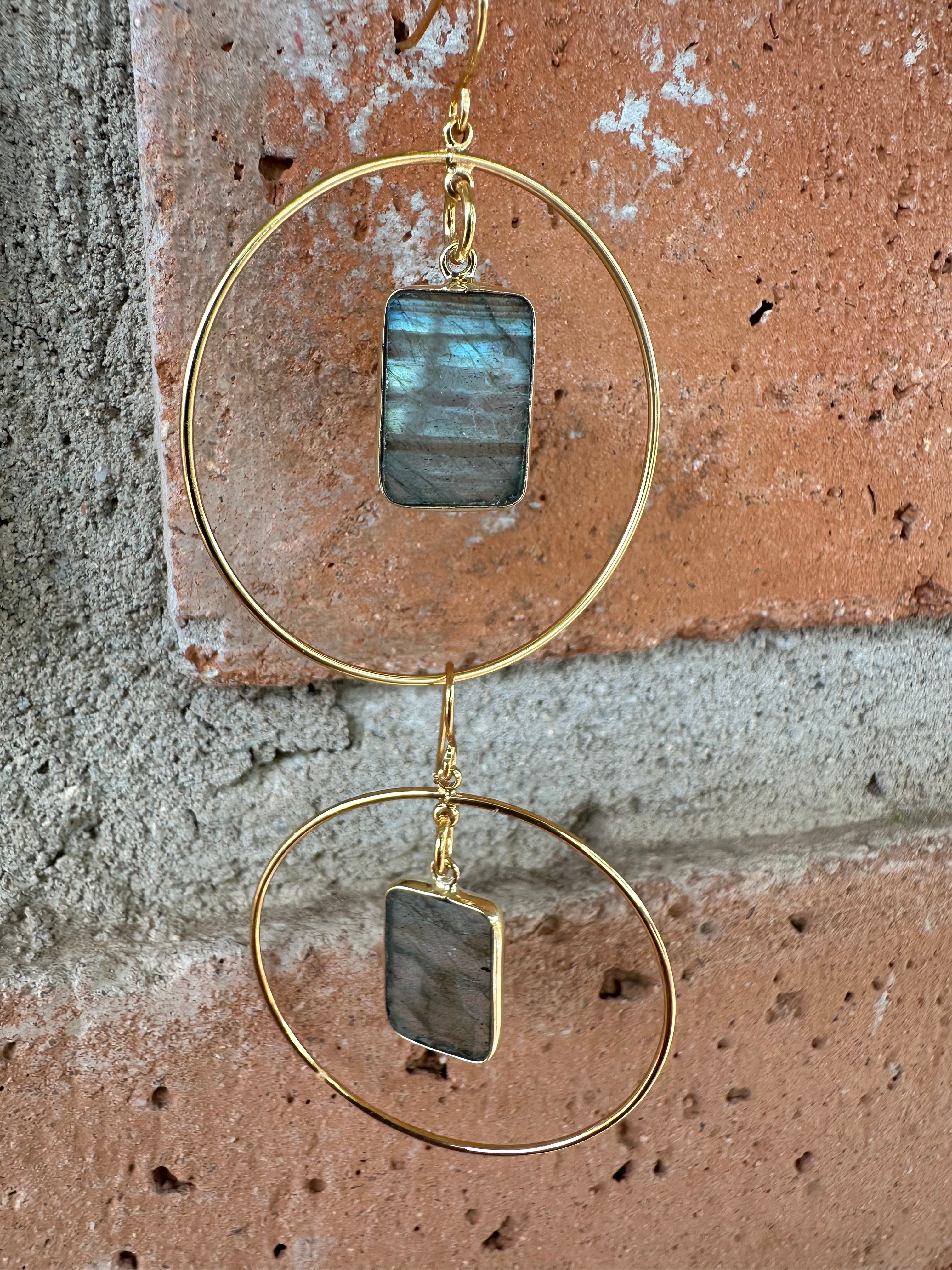 Elevate Your Style: Handmade Labradorite Golden Hoop Earrings