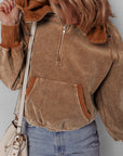 Abigail Kangaroo Drawstring Corduroy Hoodie