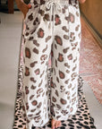 Leopard Drawstring High Waist Pocketed Pants