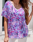 Floral Short Sleeve V-Neck Tee