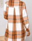 Plaid Ruffle Sleeve Shirt Dress